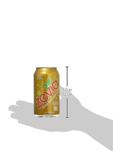 Zevia Zero Sugar Soda, Cream Soda, 12 oz Cans (24-Pack) -Naturally Sweetened, Non-GMO Project