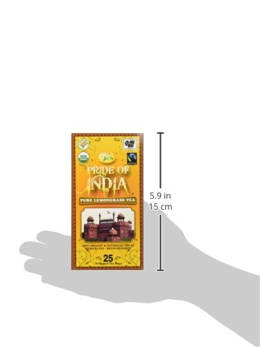 Pride of India | Lemongrass Ginger Zesty Fresh Tea | 15 Pyramid Full Leaf Individually Wrapped Tea