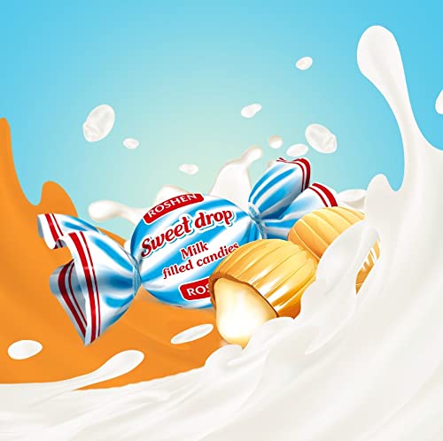 Roshen Caramel Candy Sweet Drop with Milky Filling, Kosher and Halal, Delicious, Flavorful Sweets