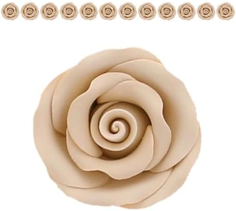 Global Sugar Art Premium Edible Roses, Ivory, Unwired, Medium 1.5 inches, 12 Count by Chef Alan