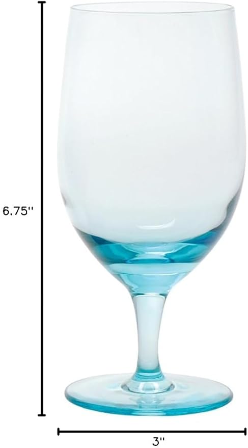 D&V Glass Gala Collection Goblet/Beverage Glass 15 Ounce, Aquamarine, Set of 12