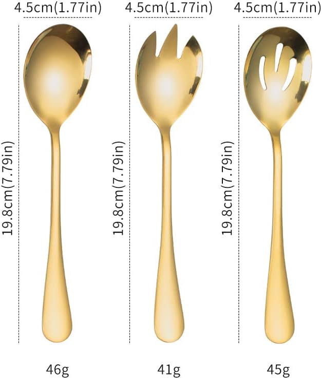 Salad Servers Stainless Steel Salad Serving Set Salad Spoon and Fork Set Kitchen Cooking Utensil