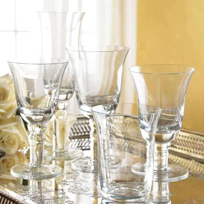 Vietri Puccinelli Iced Tea Glass 6.25" H, 12 oz Crystal Clear Stemmed Glassware, Water Goblet