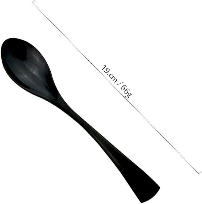 JASHII 18/10 Stainless Steel 4 Piece Mirror Polished Black Dessert Spoon Salad Spoon Black Server