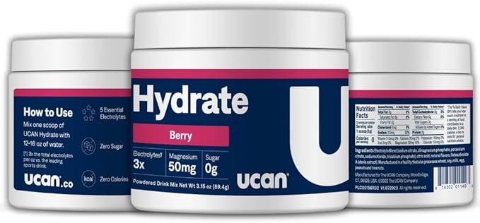 UCAN Hydrate Electrolyte Drink Mix (Berry, 30 Servings) Sugar-Free, Keto-Friendly, Vegan, Non-GMO