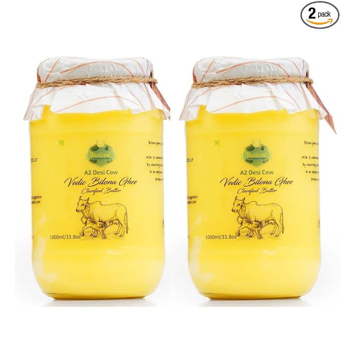 Indicow A2 Desi Cow Ghee, Clarified Butter| Combo Pack| | 2 pcs of 1 ltr| Grass Fed Cows |