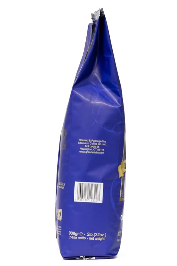 Grande Italia Espresso; Small Batch Artisan Roasted: Bar, Crema e Gusto, Whole Bean (2LB Bag, Pack