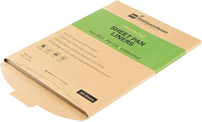 Restaurantware Pastry Tek 12 x 16 Inch Parchment Paper Sheets 200 Greaseproof Baking Sheets For Oven - Pre-Cut Double-Sided Silicone Coating Unbleached Paper Nonstick Baking Sheets Half-Size