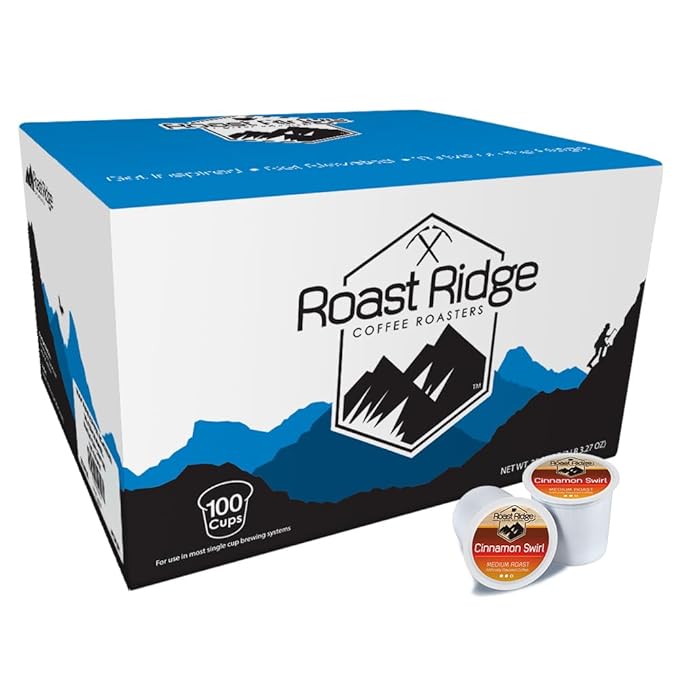 Roast Ridge Single Serve Coffee Pods for Keurig K Cup Brewers, Cinnamon Swirl, Medium Roast, 100