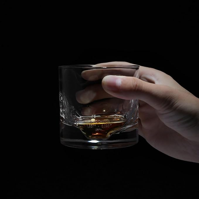 Grand Canyon Heavy Crystal Whiskey Glasses Gift Set of 2, Thick Freezable Bourbon Glass 1lb Each