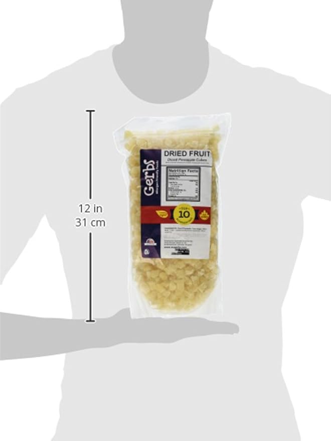 Gerbs Dried Pineapple Cubes, 2 LBS - Preservative Free & Unsulfured - Top 14 Food Allergy Free &