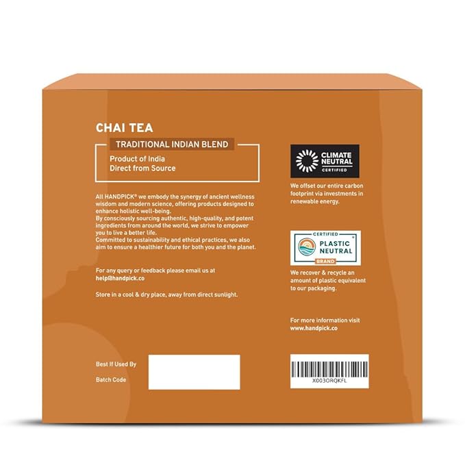 HANDPICK Masala Chai Tea Bags (100 Count) Strong Robust & Aromatic, Blended with Exotic Spices