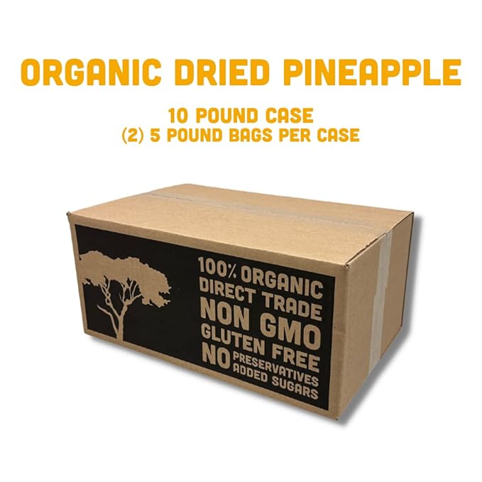 Mavuno Harvest Pineapple Dried Fruit Snacks | Organic Dried Pineapple Chunks | Gluten Free Healthy