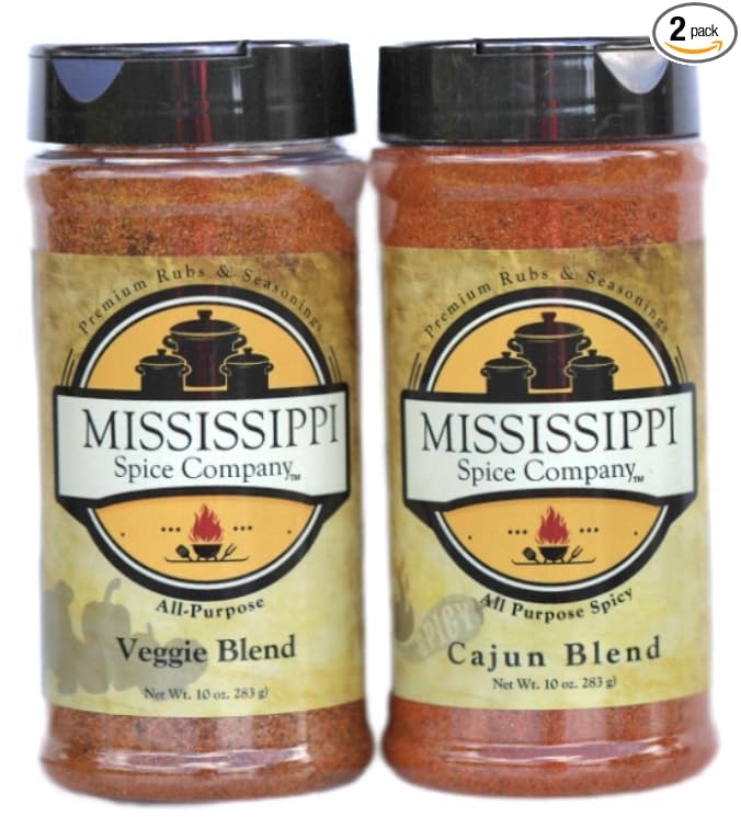 Mississippi Spice Company Premium Rubs & Seasonings, Veggie and Cajun Blends, All-Purpose, 10 oz