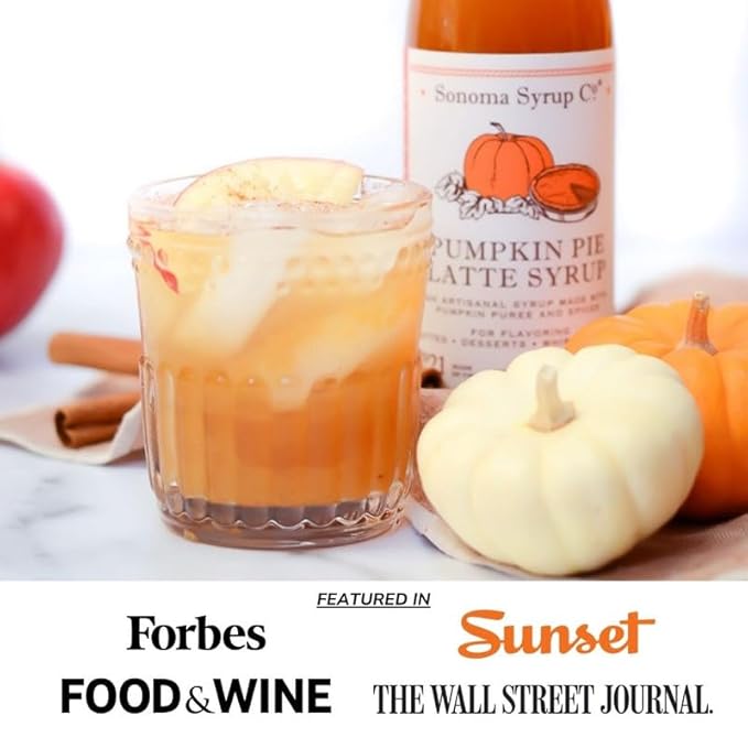 Sonoma Syrup Co. Pumpkin Pie Latte Syrup 12.7 Fl Oz | for Coffee, Latte and Baking | Hand Crafted
