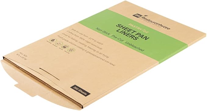 Restaurantware Pastry Tek 16 x 24 Inch Parchment Paper Sheets 200 Greaseproof Baking Sheets For Oven - Pre-Cut Double-Sided Silicone Coating Unbleached Paper Nonstick Baking Sheets Full-Size
