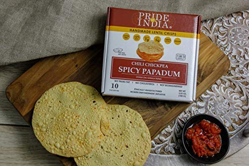 Pride Of India - Spicy Chickpea Masala Papadum Lentil Crisp, Pack of 6-10 count Box (3.53oz