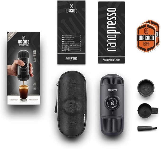 WACACO Nanopresso Portable Espresso Maker Bundled with Protective Case, Mini Travel Coffee Machine
