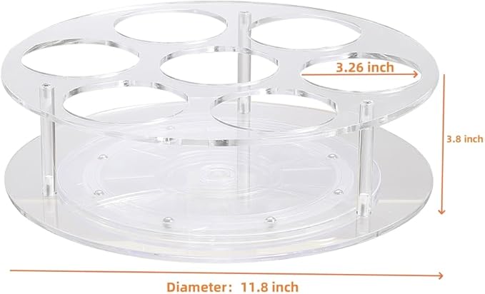 IEEK Large Rotating Coffee Syrup Organizer 7 Bottles Clear Acrylic Coffee Syrup Rack for Countertop