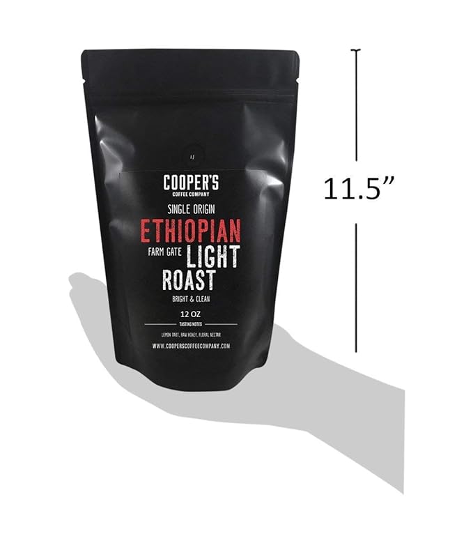 Ethiopian Bold Light Roast Grade 1, Ground Coffee, Natural Dry Processed Single Origin, Intense