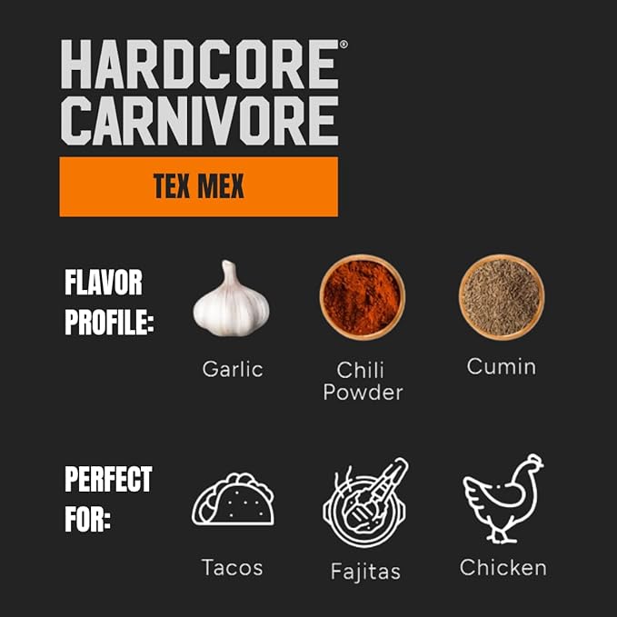 Hardcore Carnivore Core Pack (4 Rub Set) Black Beef, Red All-Purpose, Tex Mex, Sweet BBQ Seasonings