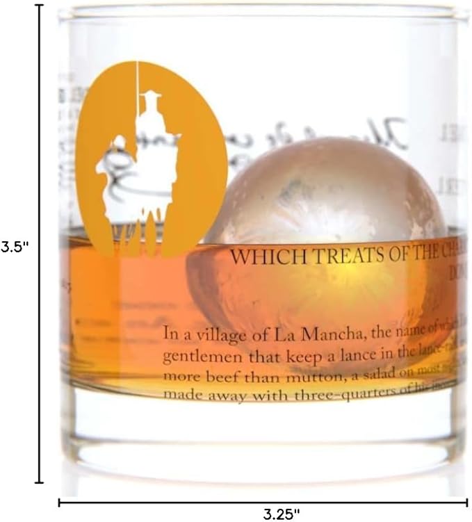 Well Told Classic Literature Rocks Glass - Don Quixote by Miguel de Cervantes - Old Fashioned