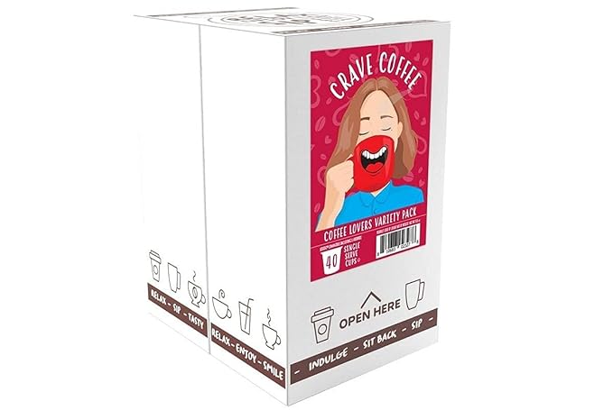 Crave Beverages Coffee Lovers - Flavored and Non Flavored Coffee Pods, for Keurig K Cup Brewers, 40