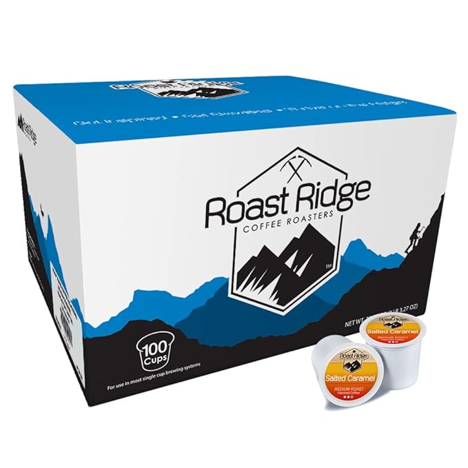 Roast Ridge Single Serve Coffee Pods for Keurig K-Cup Brewers, Salted Caramel, Medium Roast, 100