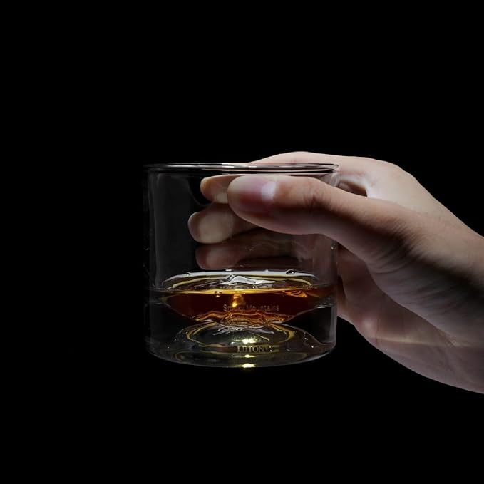 Smoky Mountain Heavy Crystal Whiskey Glasses Gift Set of 2, Thick Freezable Bourbon Glass 1lb Each