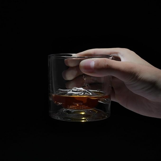 Yosemite Heavy Crystal Whiskey Glasses Gift Set of 2, Thick Freezable Bourbon Glass 1lb Each