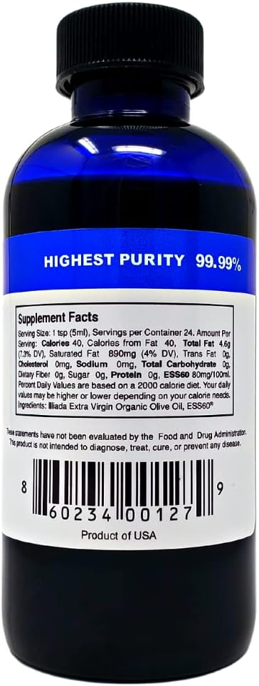 Fine Grade C60 99.99% Extra Virgin Olive Oil - Highest Purity - 120 ml