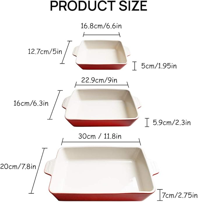Sweejar Ceramic Bakeware Set, Rectangular Baking Dish for Oven Lasagna Pans for Cooking, Kitchen