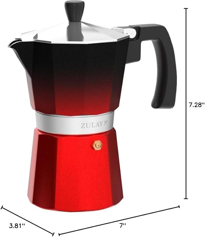 Zulay Kitchen Stovetop Espresso Maker - Moka Pot 5.5 Espresso Cups - Percolator Coffee Maker for