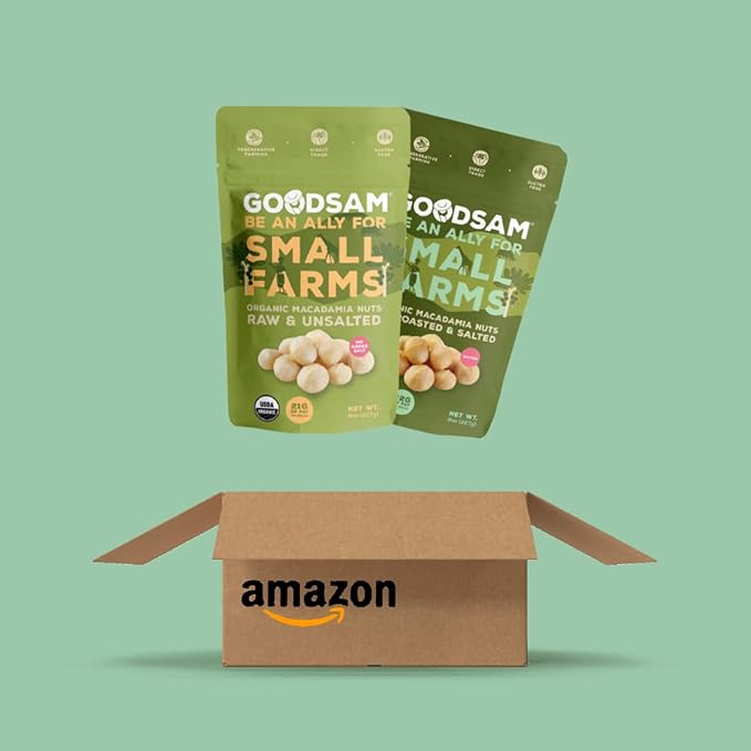 GoodSAM Organic Roasted Macadamia Nuts 0.5 lb, Salted, Gluten Free, Non GMO, Vegan, Keto