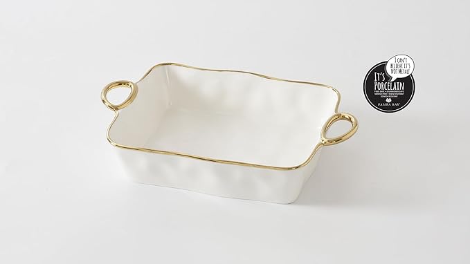 Pampa Bay Rectangular Baking Dish, Golden Handles, Kitchen, Gift