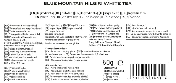 VAHDAM, Exotic White Tea Leaves From The Blue Mountains (25 Cups/1.76oz) 100% Pure White Tea Loose