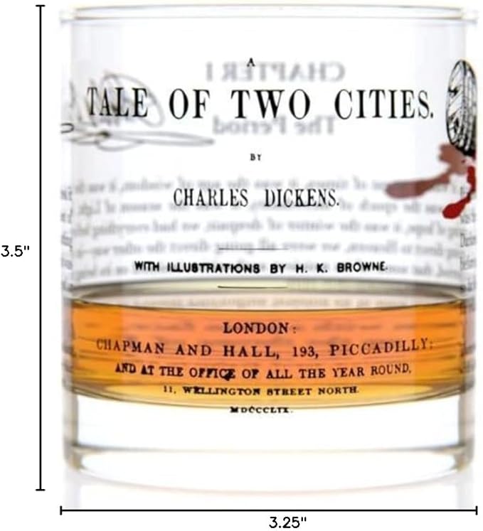 Well Told Classic Literature Rocks Glass - A Tale of Two Cities by Charles Dickens - Old Fashioned