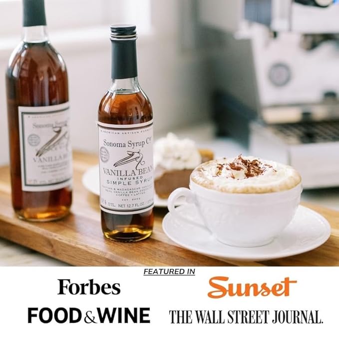 Sonoma Syrup Co. Vanilla Bean Infused Simple Syrup 25.4 fl oz | for Coffee, Tea, and Baking | Hand