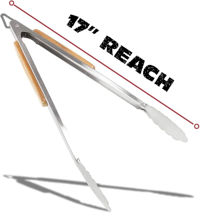 3 Piece BBQ Grilling Accessories Set - BBQ Tongs Spatula Fork Set - Heavy Duty Stainless Steel