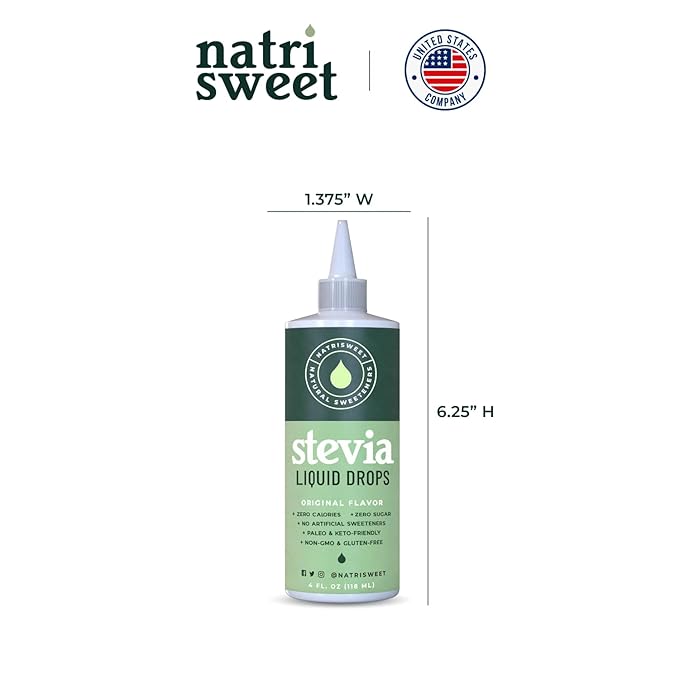 Natrisweet Liquid Stevia Drops 4 fl oz, Pure Sweetener from Stevia Extract Sugar Substitute, No