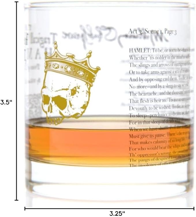 Well Told Classic Literature Rocks Glass - The Tragedy of Hamlet by William Shakespeare - Old