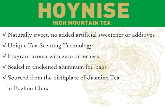 HOYNISE - Jasmine Green Tea Loose Leaf - Zero Bitterness - No Artificial Flavorings & Additives