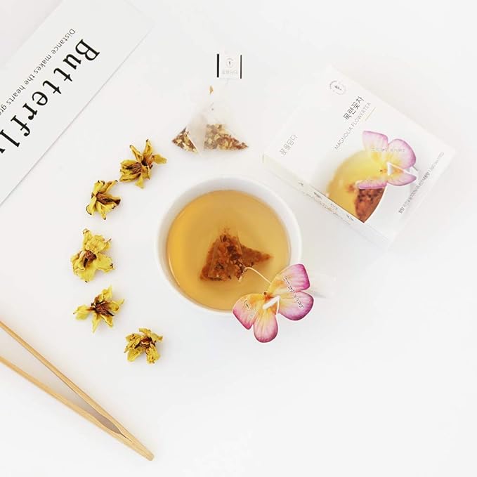 KKOKDAM Korean Tea Gift Set – 6 Flavor Butterfly Tea Bag Sampler – Elegant Box for Tea Lovers