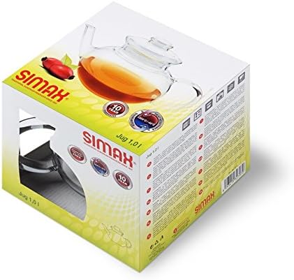 Simax Glassware 33 Ounce Glass Teapot | With Spout, Microwave and Stovetop Safe, Heat, Cold, and