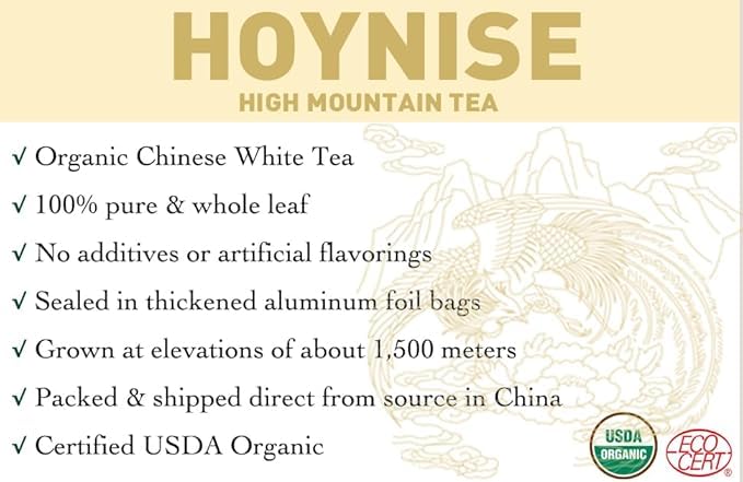 HOYNISE - Organic White Tea Loose Leaf - Moonlight White - Low Caffeine - Zero Artificial