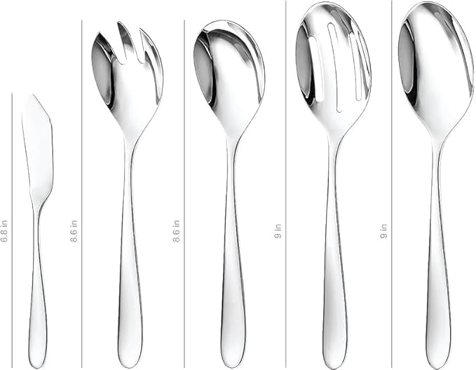Serving Utensil Set ??18/10 Stainless Steel Serving Spoons, Salad Servers, Butter Knives, Mirror