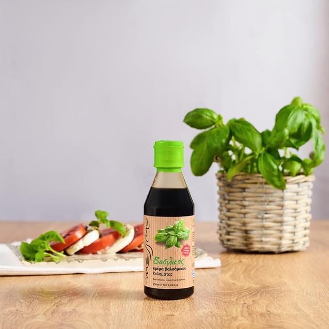 Messino Basil Balsamic Vinegar Glaze imported from Greece, 250 ml