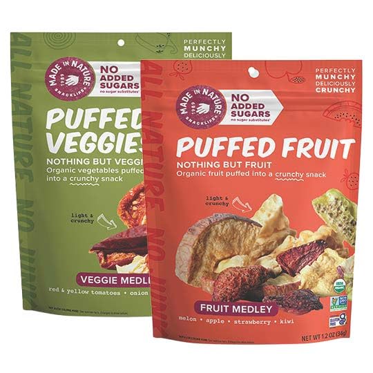 Made In Nature Organic Puffed Veg Medley, 1 Ounce (Pack of 6) ??Veggie Variety Pack, Vegan Snack