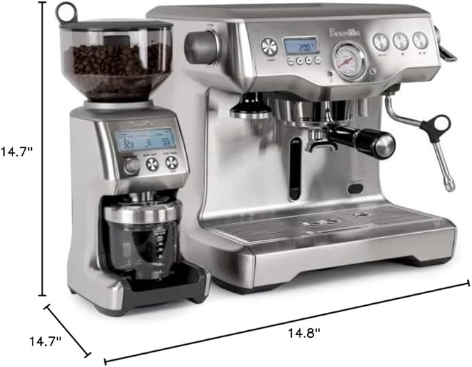 Breville Dynamic Duo Dual Boiler Espresso Machine and Smart Grinder Pro Package, Stainless Steel