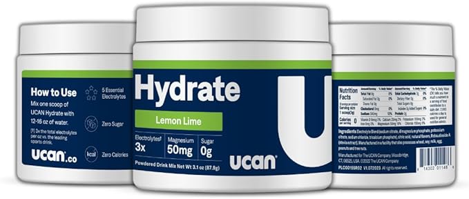 UCAN Hydrate Electrolyte Drink Mix (Lemon-Lime, 30 Servings) Sugar-Free, Keto-Friendly, Vegan